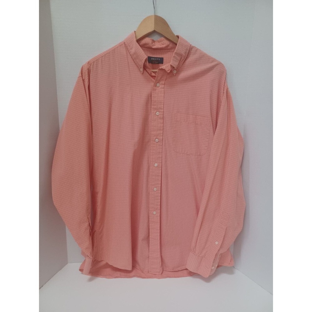 BROOKS Sport Orange‎ Button Down Men's Shirt 100% Cotton Large